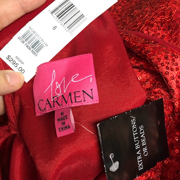 Nordstrom Love Carmen Red Sequin Cocktail Bubble - Picture 6 of 6